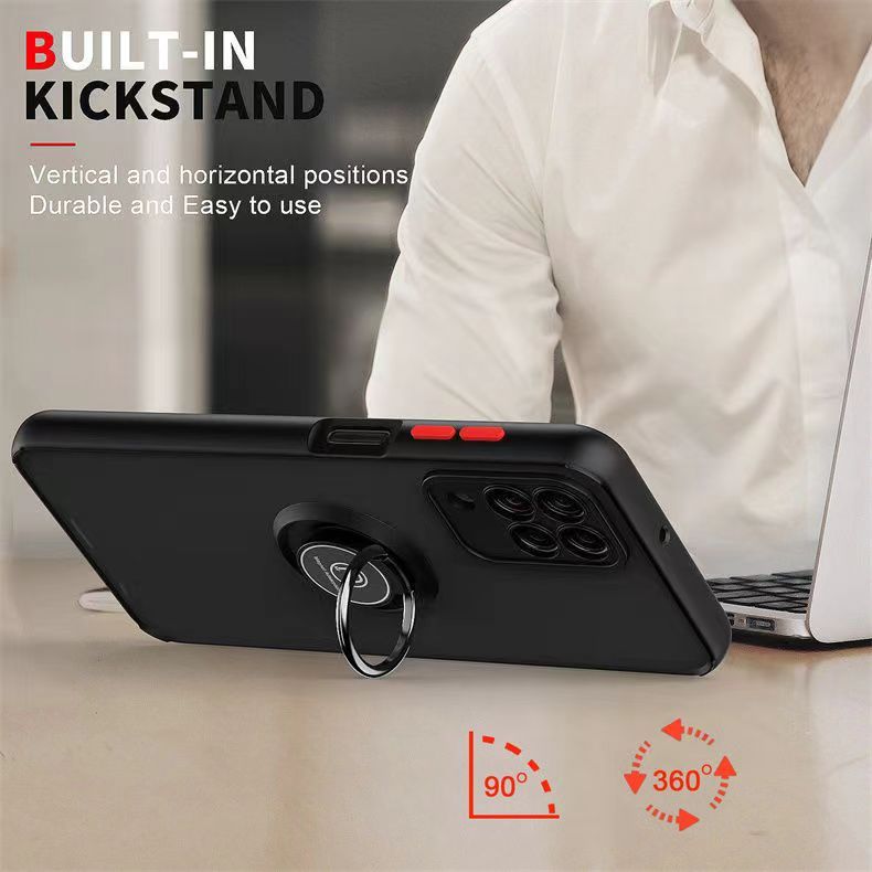 Phone Case for Samsung Galaxy M33, Shockproof Bumper [Drop-Protection] Case with Ring Holder Stand Magnetic Cover