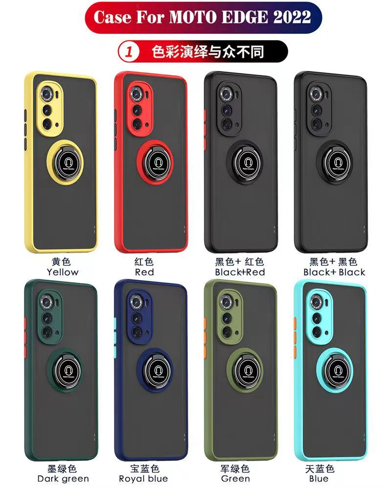 Phone Case for Motorola Edge (2022), Shockproof Bumper [Drop-Protection] Case with Ring Holder Stand Magnetic Cover