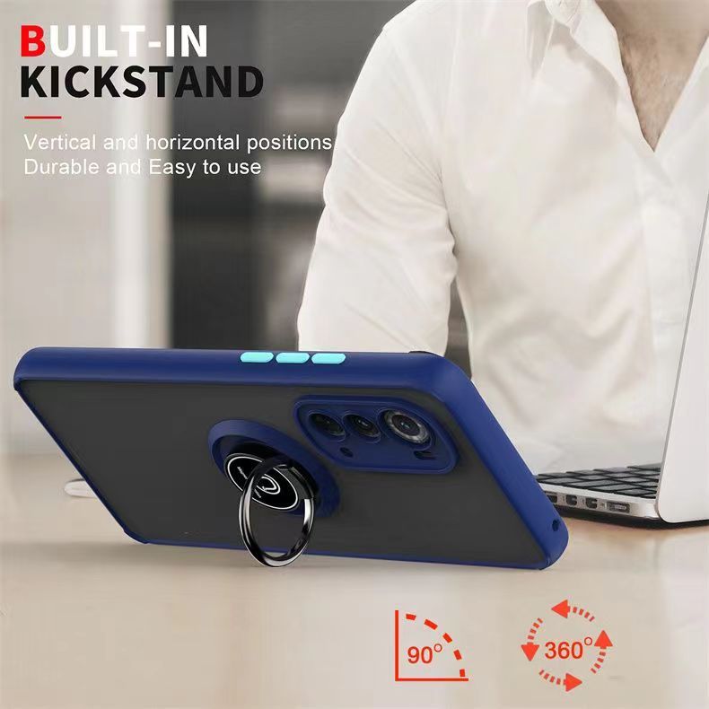 Phone Case for Motorola Edge (2022), Shockproof Bumper [Drop-Protection] Case with Ring Holder Stand Magnetic Cover