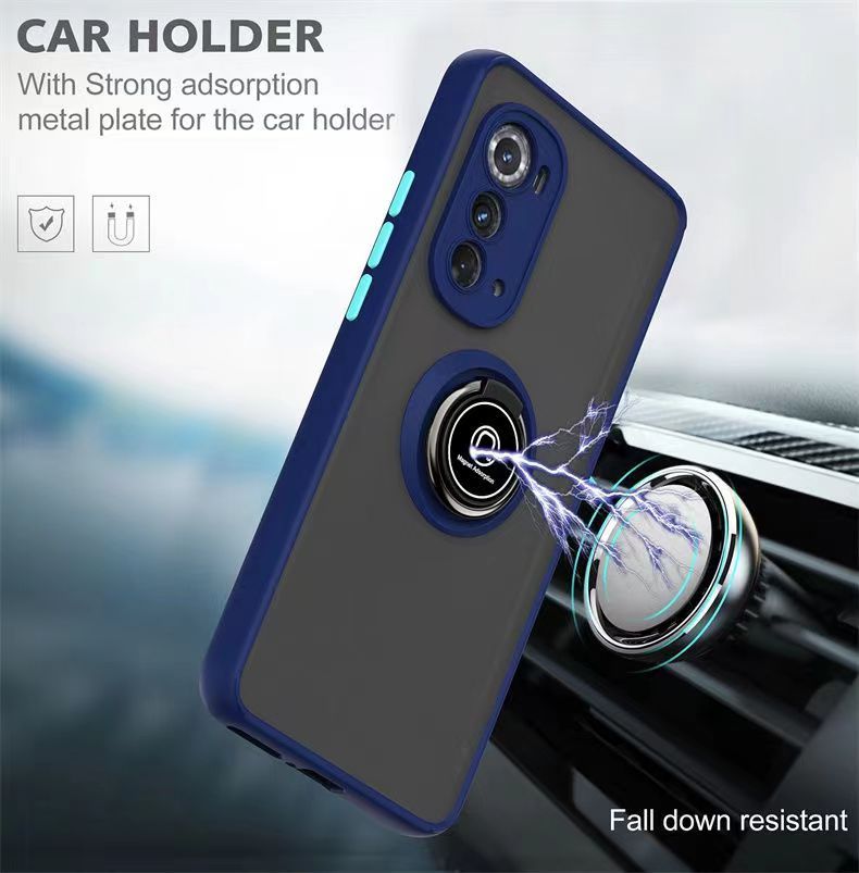 Phone Case for Motorola Edge (2022), Shockproof Bumper [Drop-Protection] Case with Ring Holder Stand Magnetic Cover