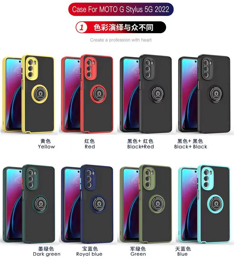 Phone Case for Motorola Moto G Stylus 5G (2022) , Shockproof Bumper [Drop-Protection] Case with Ring Holder Stand Magnetic Cover