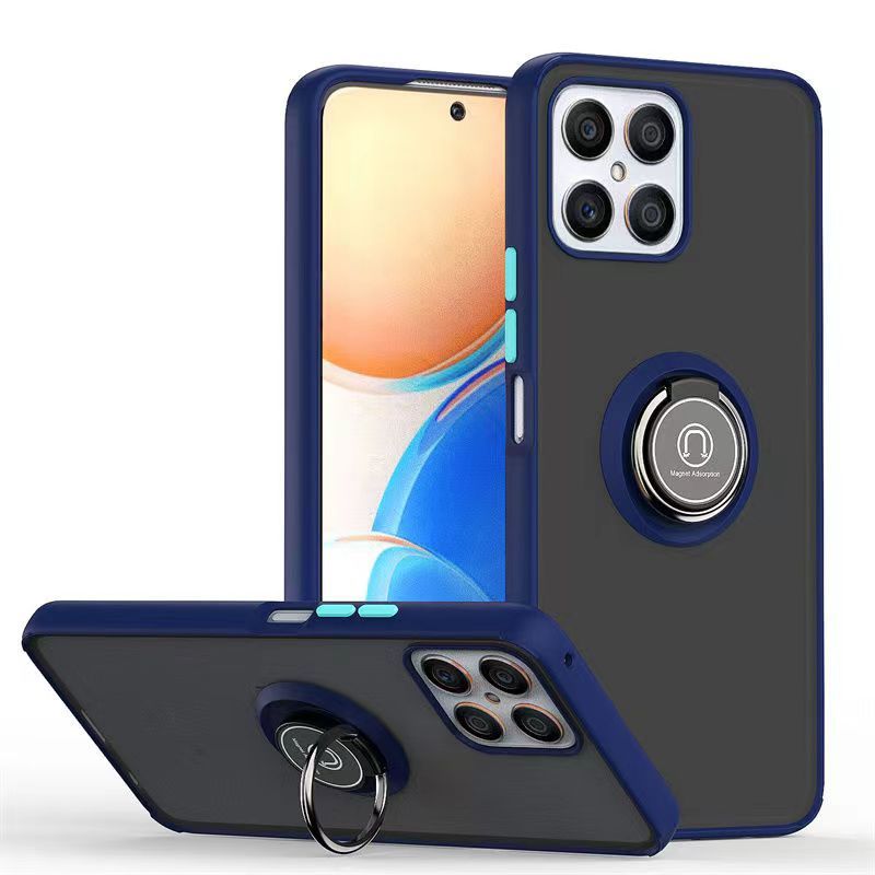Phone Case for Honor X8 -4G, Shockproof Bumper [Drop-Protection] Case with Ring Holder Stand Magnetic Cover