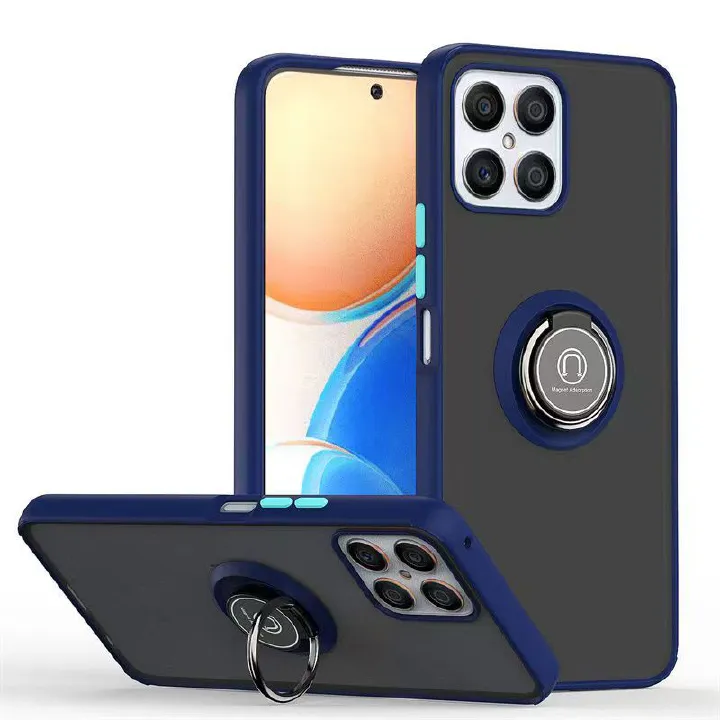 Phone Case for Honor X8 -4G, Shockproof Bumper [Drop-Protection] Case with Ring Holder Stand Magnetic Cover