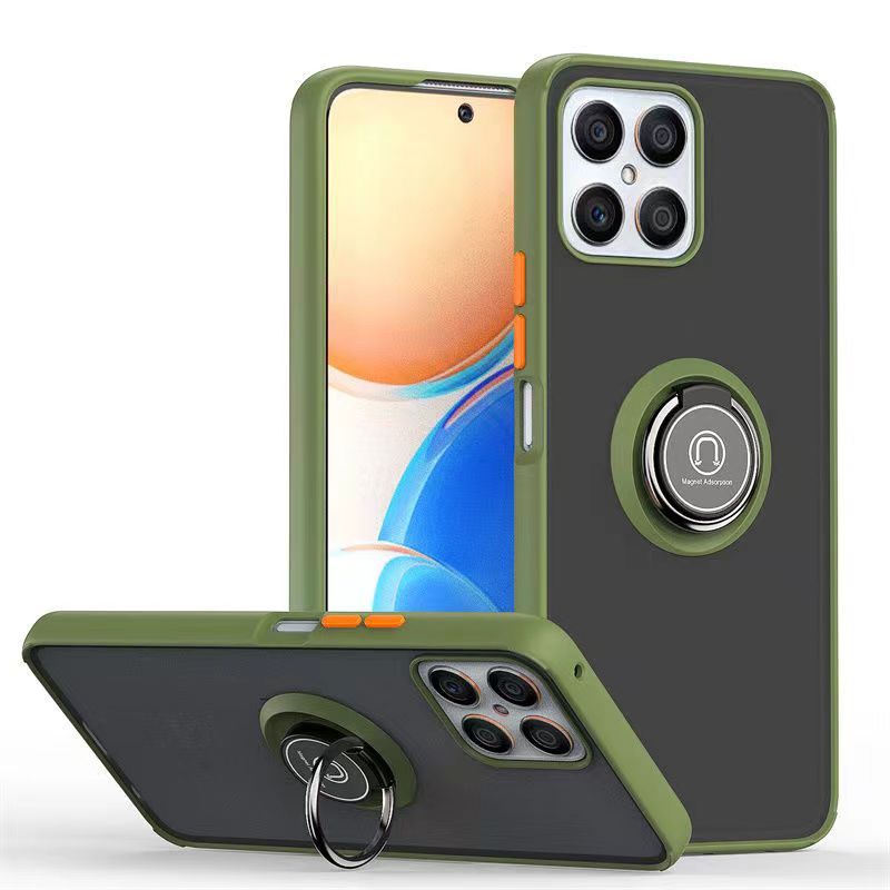 Phone Case for Honor X8 -4G, Shockproof Bumper [Drop-Protection] Case with Ring Holder Stand Magnetic Cover