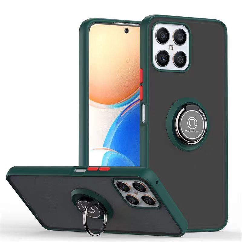 Phone Case for Honor X8 -4G, Shockproof Bumper [Drop-Protection] Case with Ring Holder Stand Magnetic Cover
