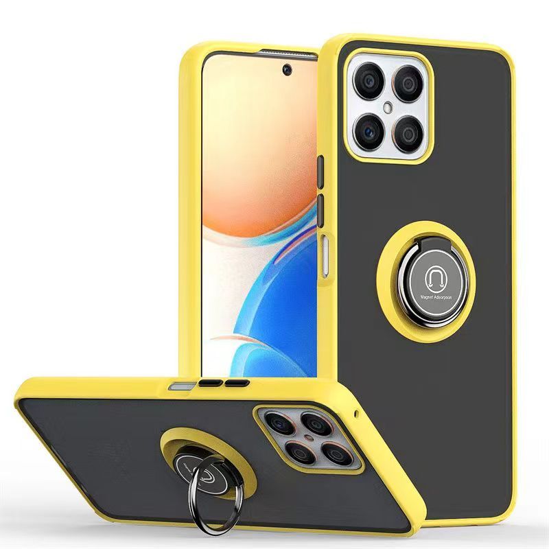 Phone Case for Honor X8 -4G, Shockproof Bumper [Drop-Protection] Case with Ring Holder Stand Magnetic Cover