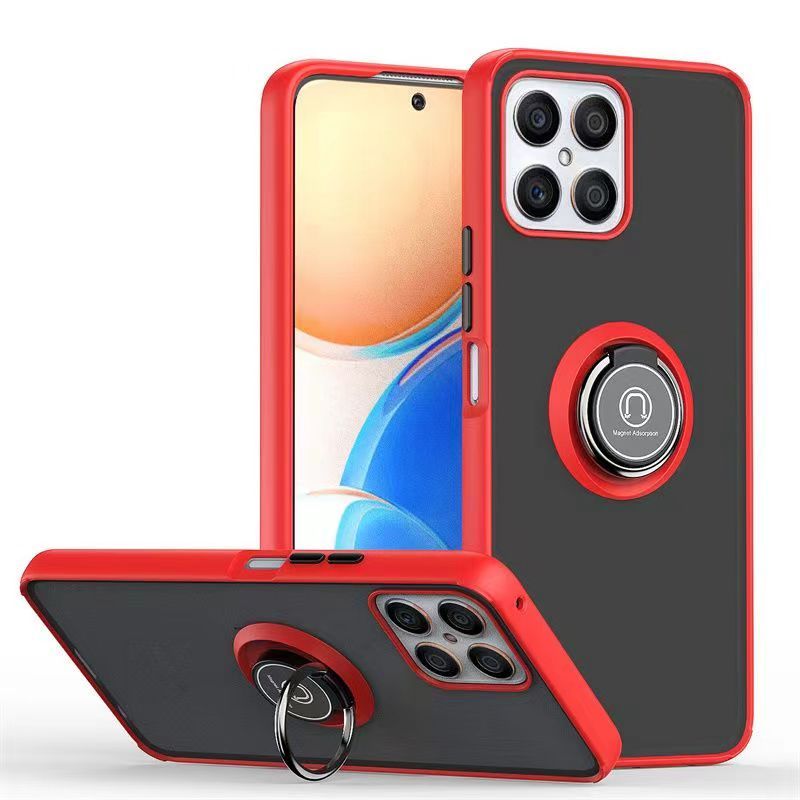 Phone Case for Honor X8 -4G, Shockproof Bumper [Drop-Protection] Case with Ring Holder Stand Magnetic Cover