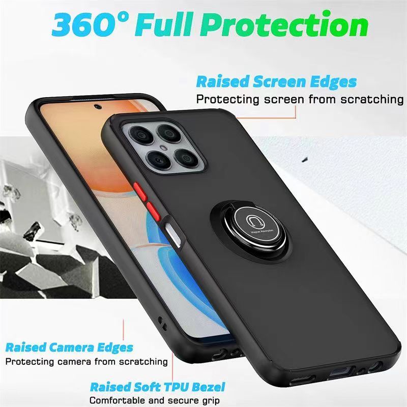Phone Case for Honor X8 -4G, Shockproof Bumper [Drop-Protection] Case with Ring Holder Stand Magnetic Cover