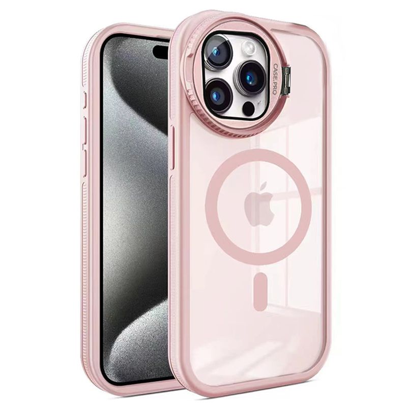 Phone Case for iPhone 15 14 13 12 11 Pro Max Magnetic Case Creative Metal Stand High Penetration With Lens Film Cover