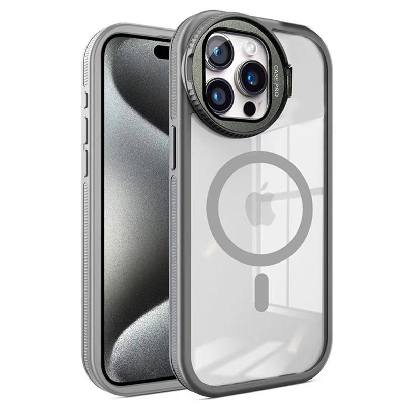 Phone Case for iPhone 15 14 13 12 11 Pro Max Magnetic Case Creative Metal Stand High Penetration With Lens Film Cover
