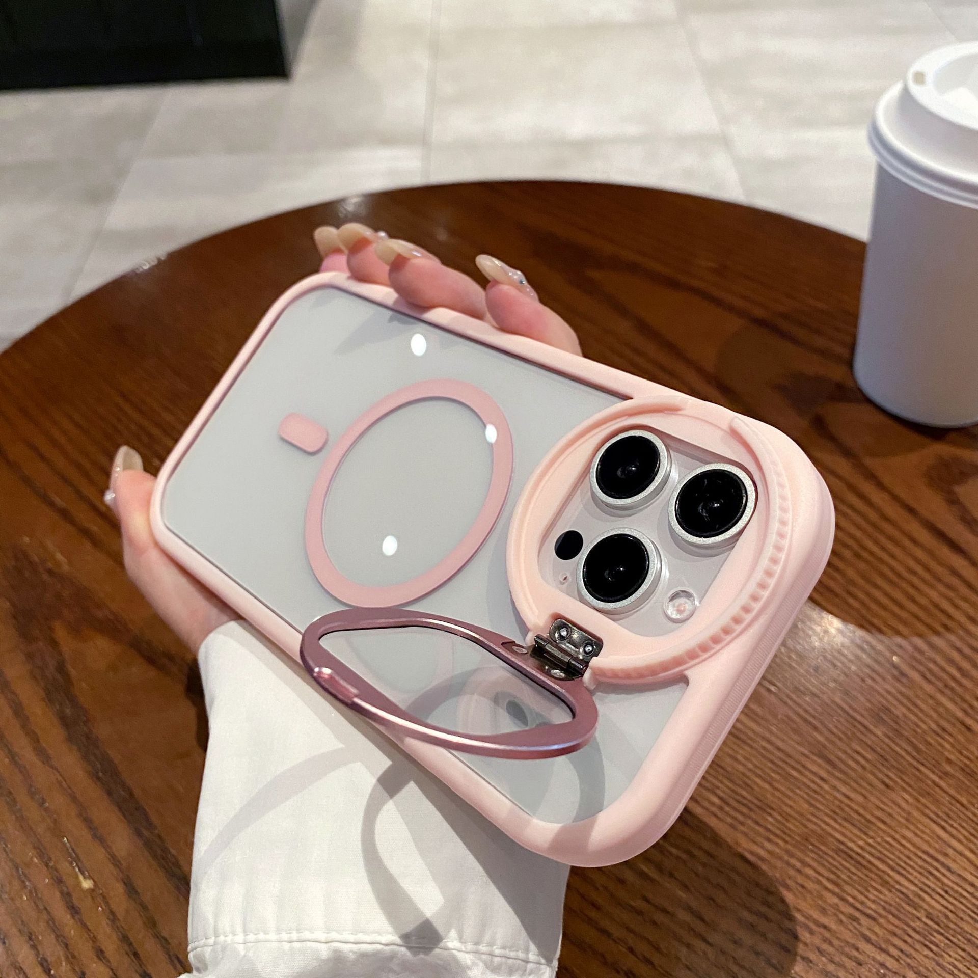 Phone Case for iPhone 15 14 13 12 11 Pro Max Magnetic Case Creative Metal Stand High Penetration With Lens Film Cover