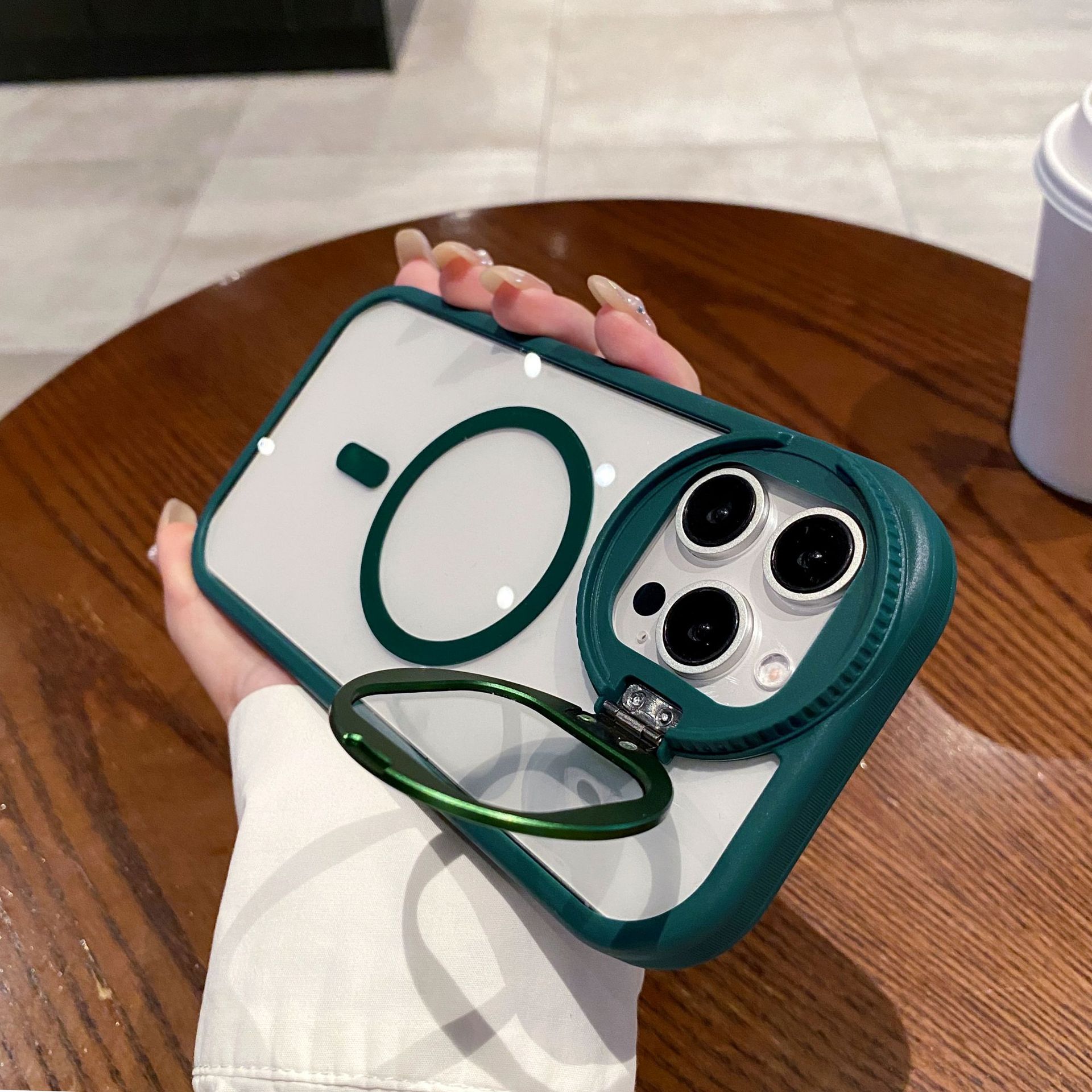 Phone Case for iPhone 15 14 13 12 11 Pro Max Magnetic Case Creative Metal Stand High Penetration With Lens Film Cover