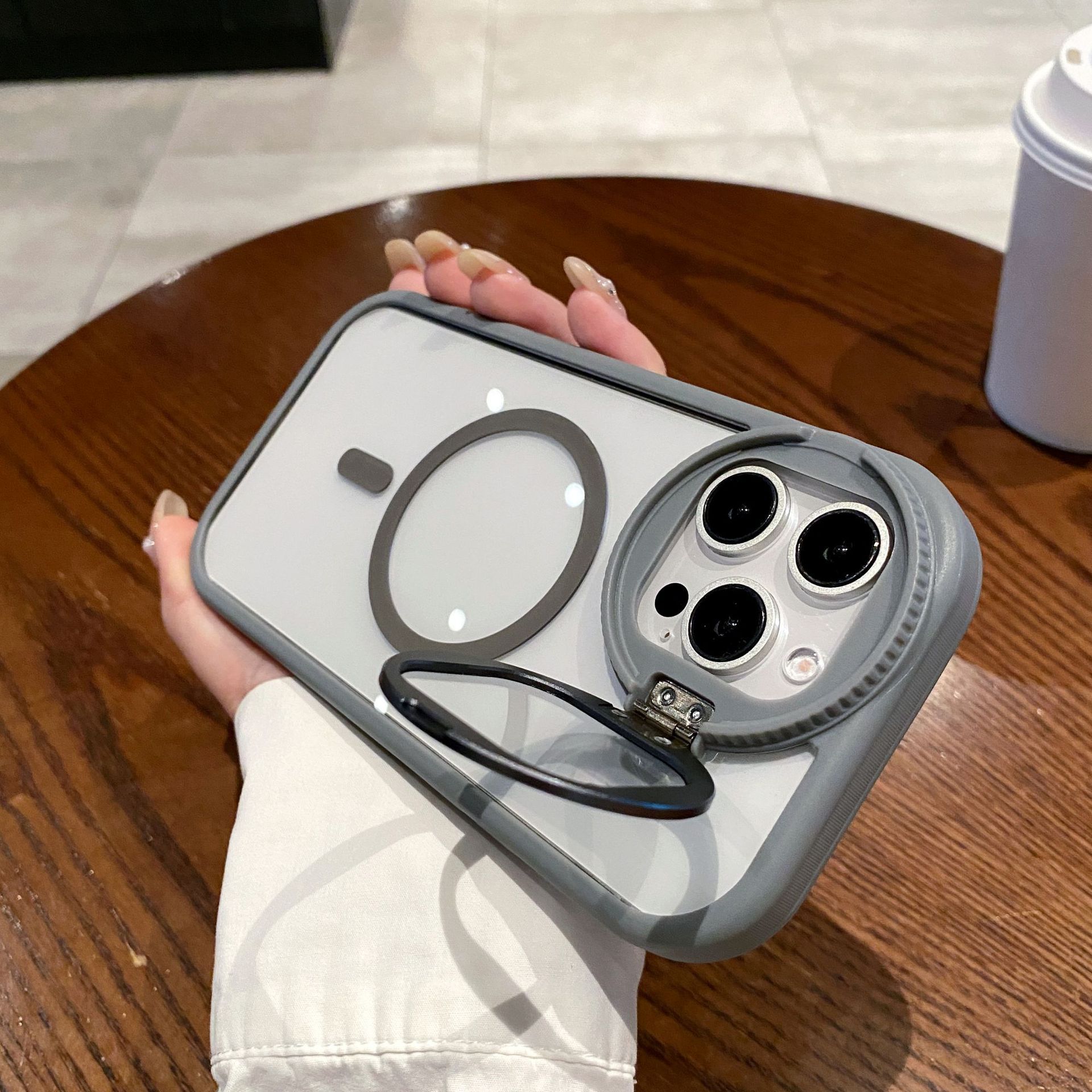 Phone Case for iPhone 15 14 13 12 11 Pro Max Magnetic Case Creative Metal Stand High Penetration With Lens Film Cover