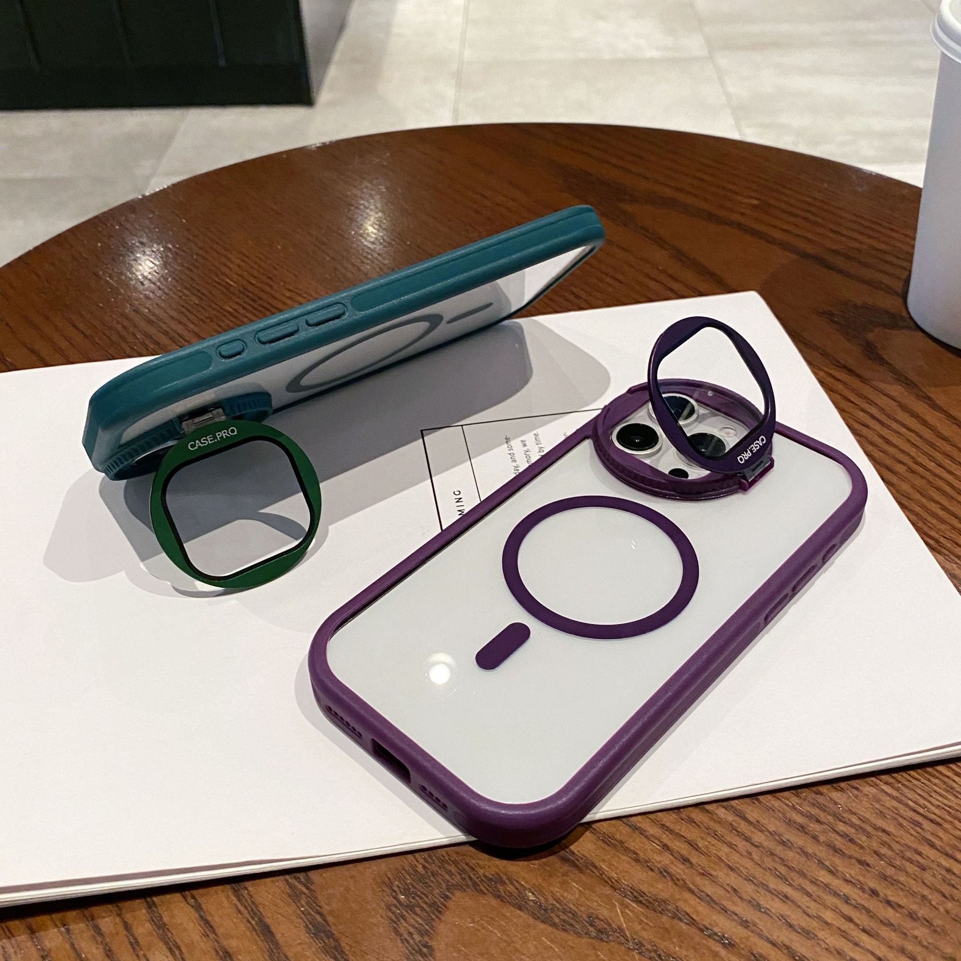 Phone Case for iPhone 15 14 13 12 11 Pro Max Magnetic Case Creative Metal Stand High Penetration With Lens Film Cover