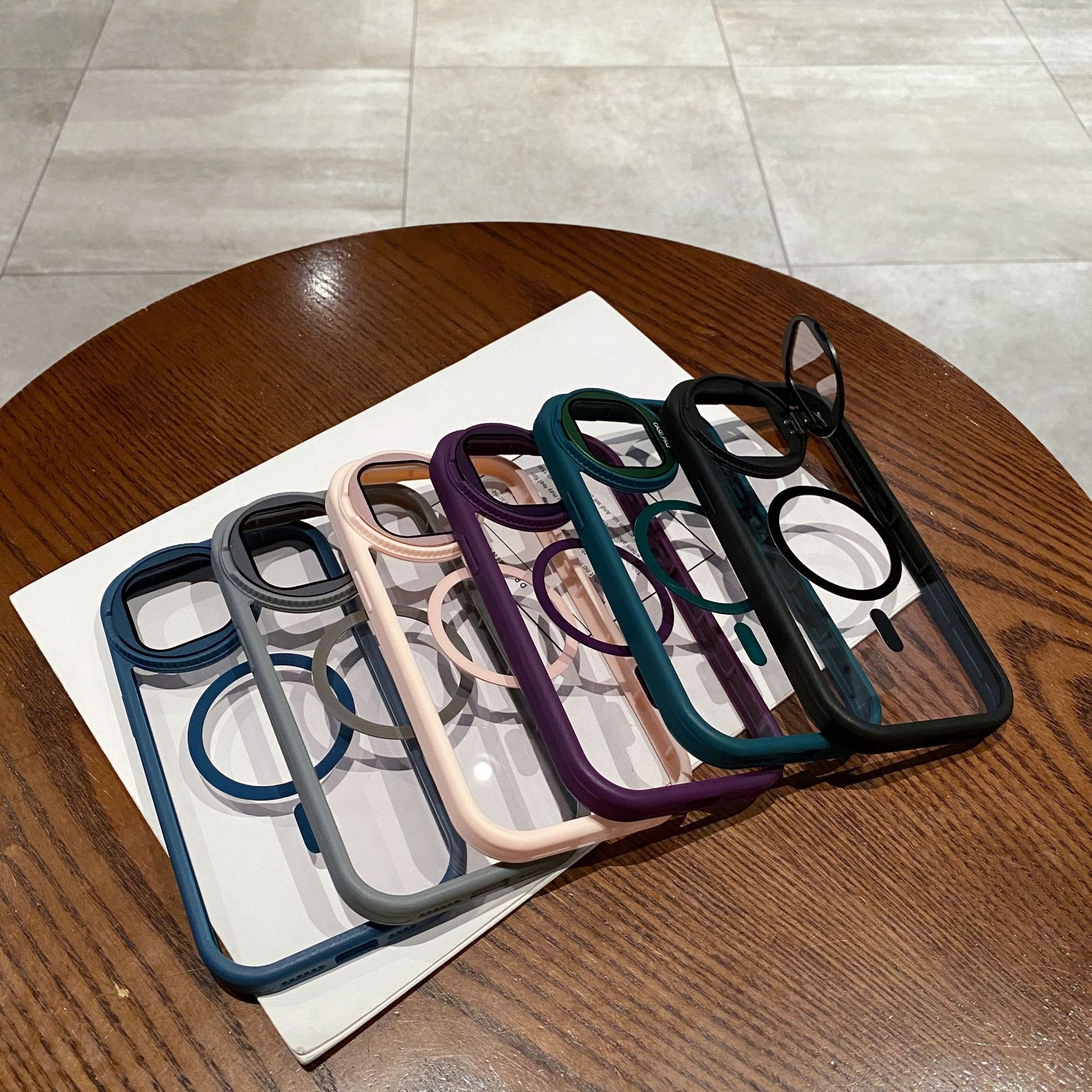 Phone Case for iPhone 15 14 13 12 11 Pro Max Magnetic Case Creative Metal Stand High Penetration With Lens Film Cover