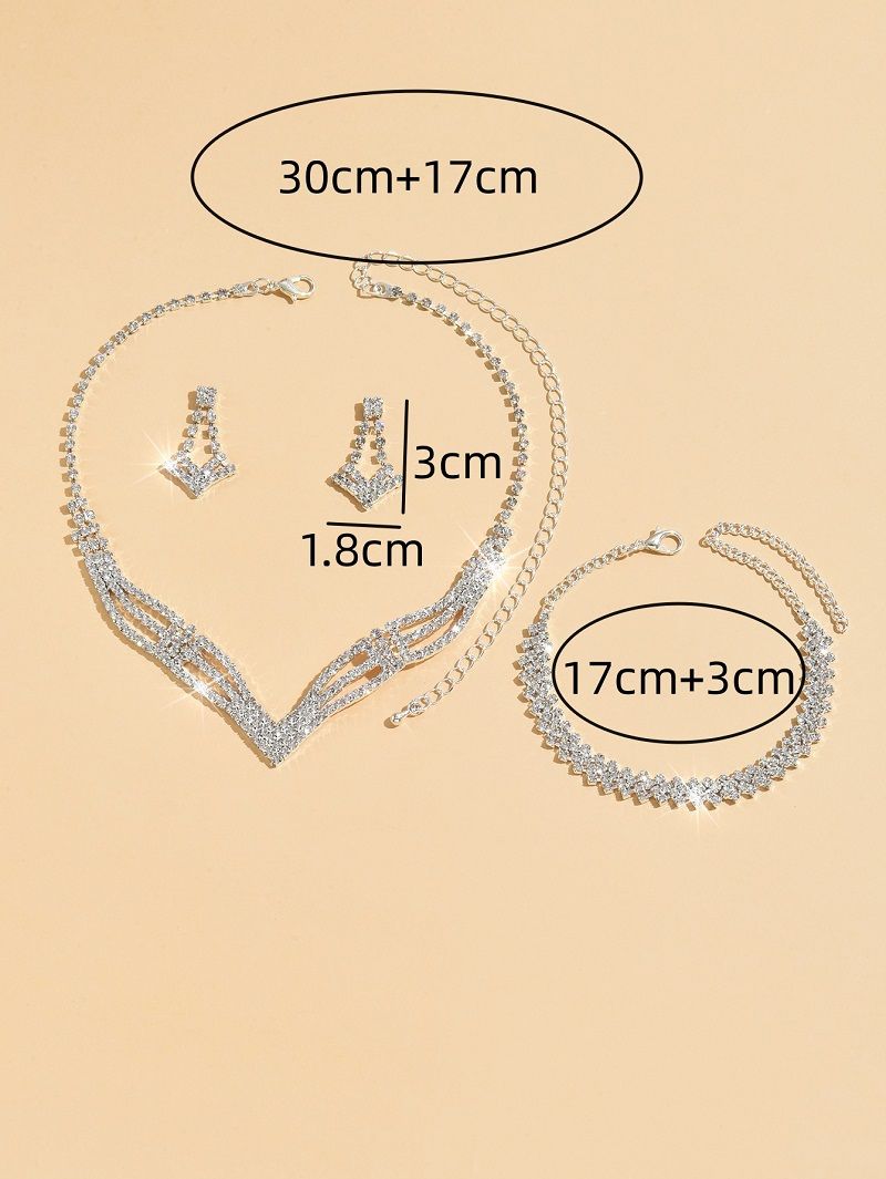 New Arrival - Earrings Zirconia Bracelet Jewellery Bridal Full Rhinestone Rhinestone Clavicle Dinner Party