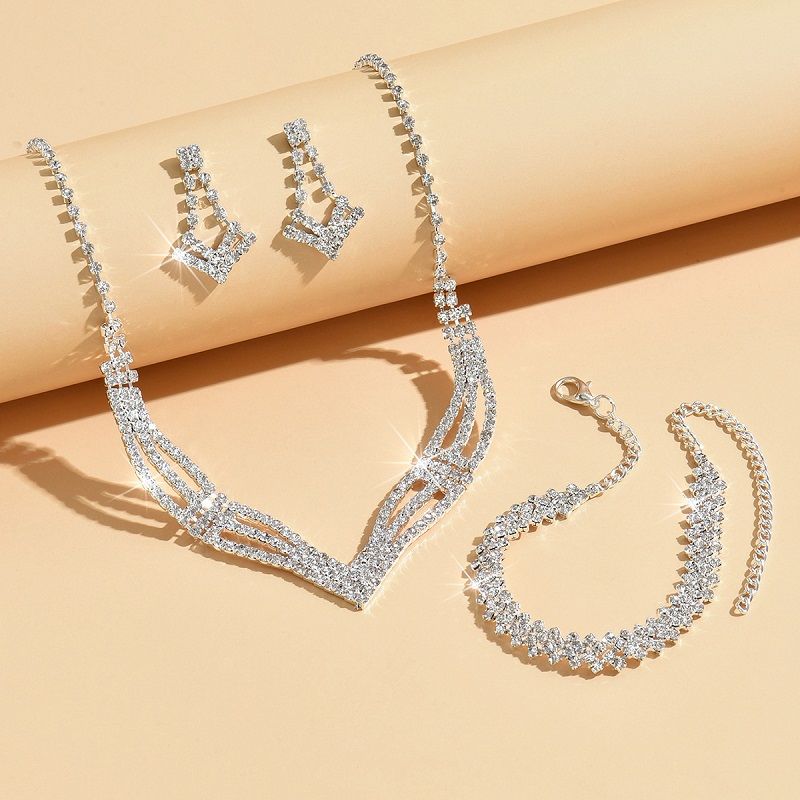New Arrival - Earrings Zirconia Bracelet Jewellery Bridal Full Rhinestone Rhinestone Clavicle Dinner Party