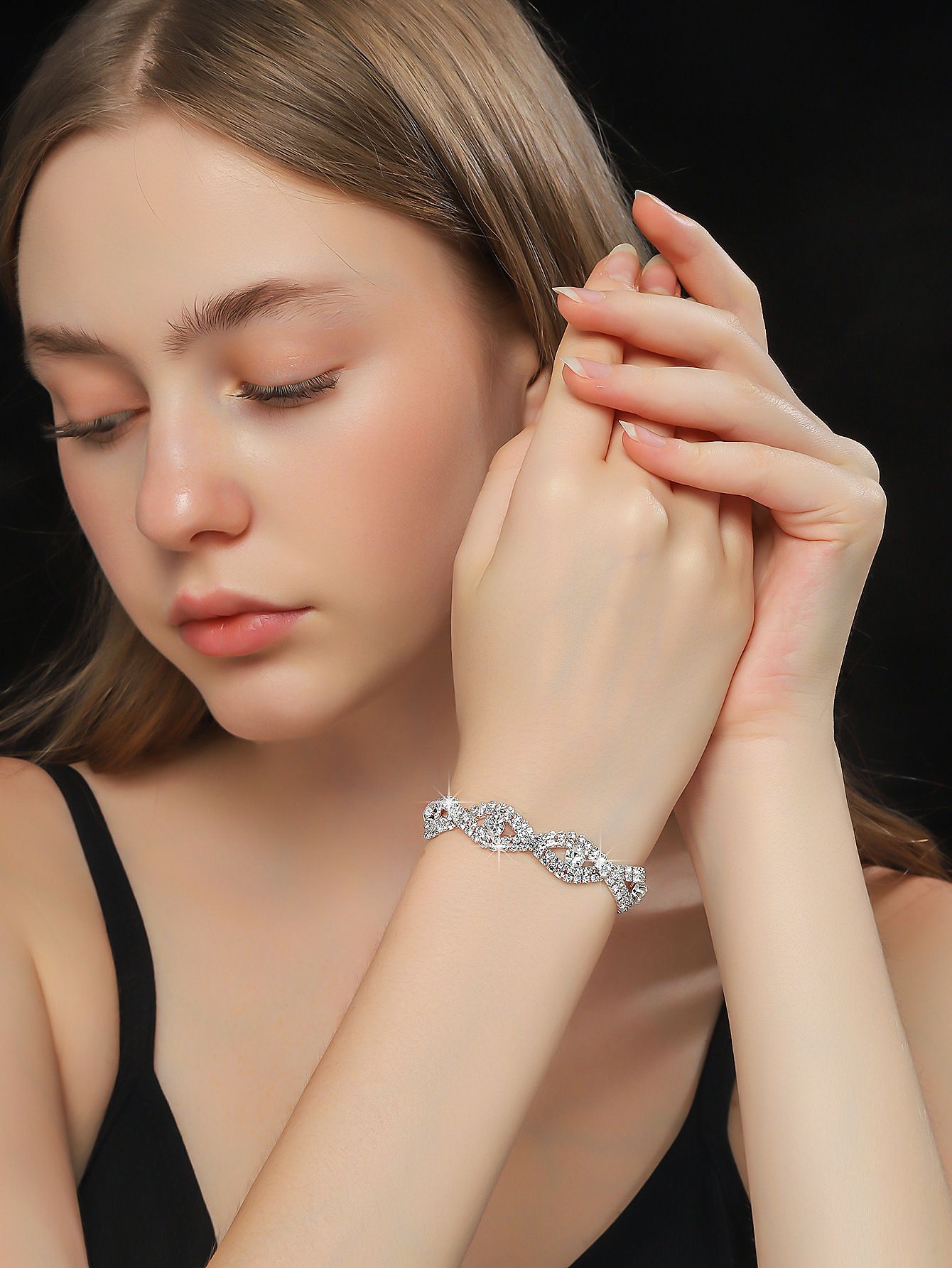 Three Piece Claw Chain Rhinestone Wedding Necklace Bridal Necklace Earrings Jewelry Banquet Jewellery Evening Dress Sets