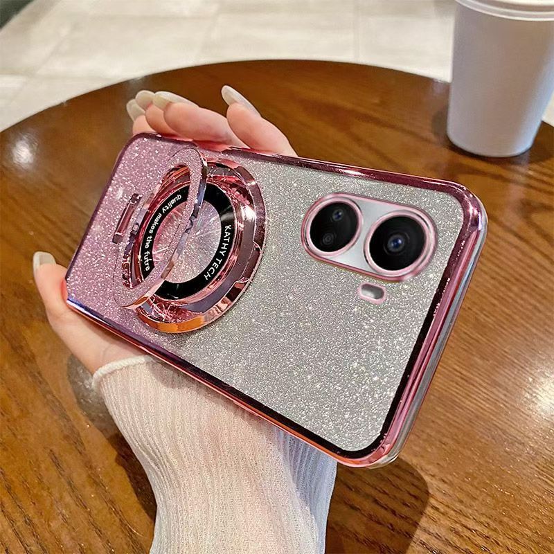 Luxury Magnetic Support Phone Case For Huawei nova 10 SE Transparent Glitter Powder Fall Prevention Protective Cover
