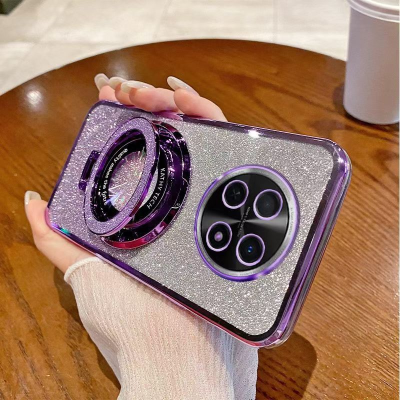 Luxury Magnetic Support Transparent Glitter Powder Phone Case For Huawei nova Y91 Fall Prevention Protective Cover
