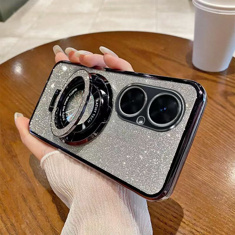 Luxury Magnetic Support Transparent Glitter Powder Phone Case For Huawei nova 11i Fall Prevention Protective Cover