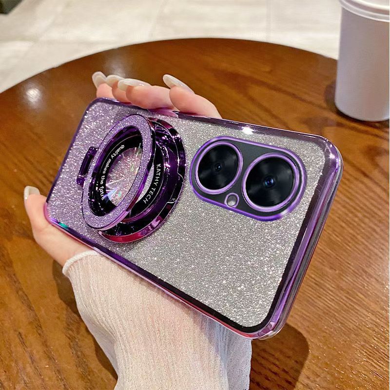 Luxury Magnetic Support Transparent Glitter Powder Phone Case For Huawei nova 11i Fall Prevention Protective Cover