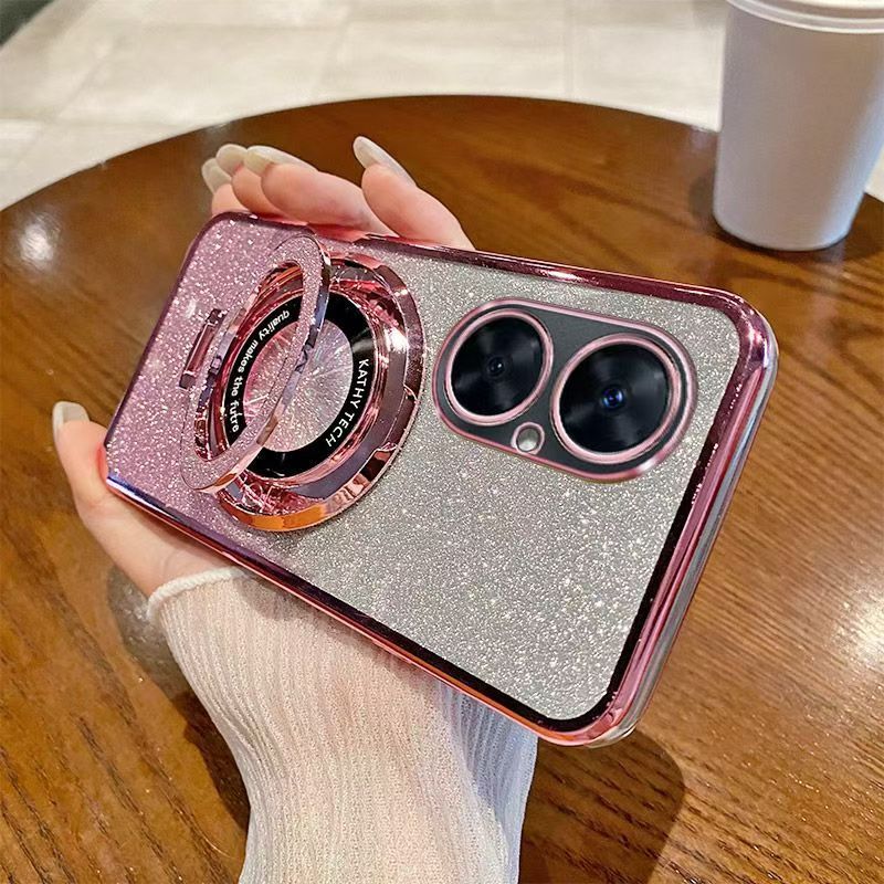 Luxury Magnetic Support Transparent Glitter Powder Phone Case For Huawei nova 11i Fall Prevention Protective Cover