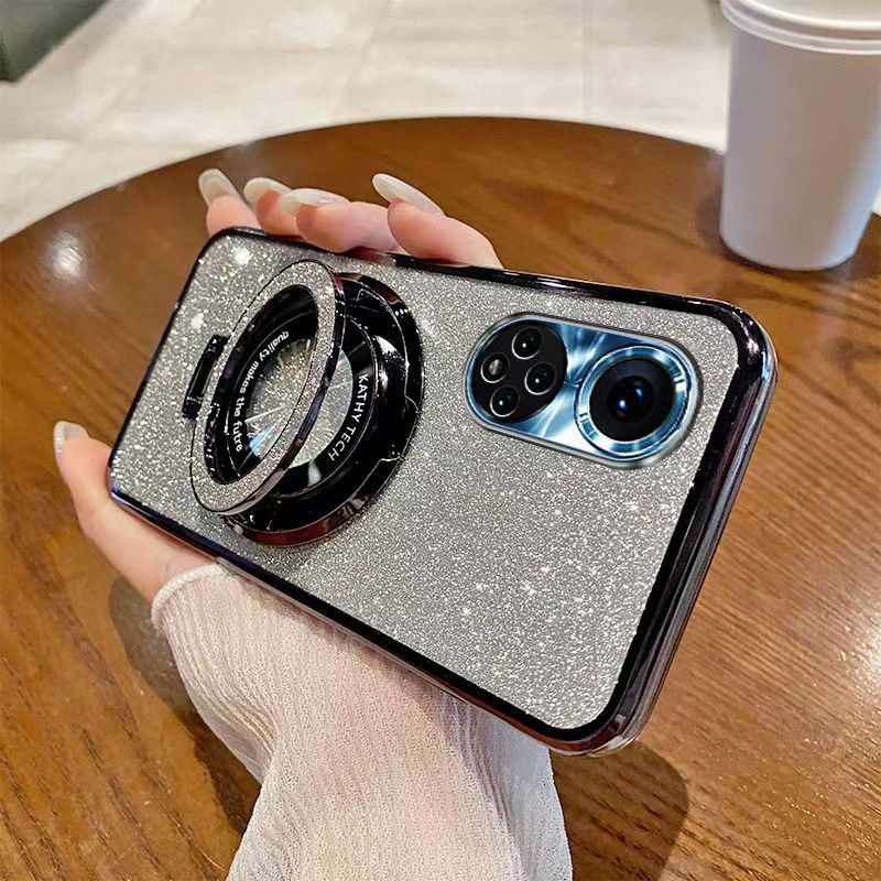 Luxury Magnetic Support Transparent Glitter Powder Phone Case For Huawei Nova 9 Fall Prevention Protective Cover