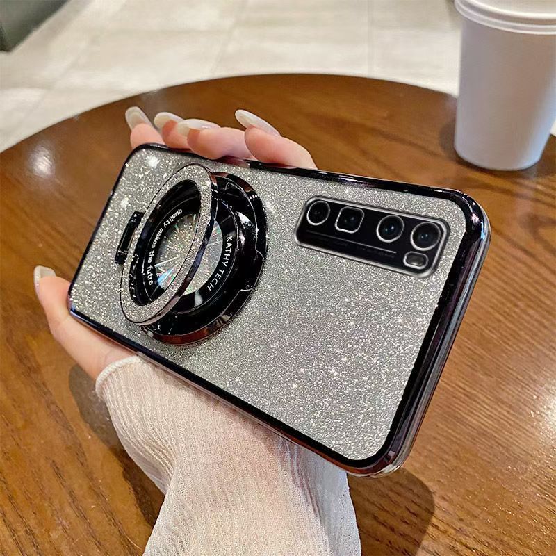 Luxury Magnetic Support Transparent Glitter Powder Phone Case For Huawei nova 7 Pro Fall Prevention Protective Cover