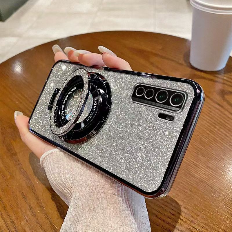 Luxury Magnetic Support Transparent Glitter Powder Phone Case For Huawei nova 7 SE Fall Prevention Protective Cover