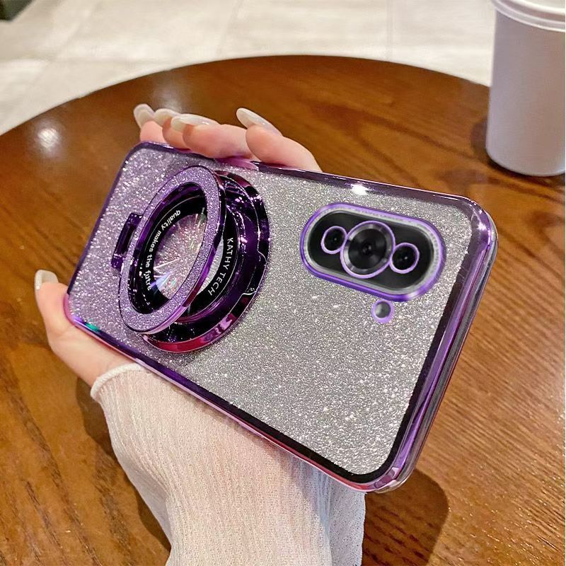 Luxury Magnetic Support Transparent Glitter Powder Phone Case For Huawei nova 10 Fall Prevention Protective Cover