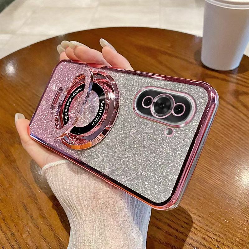 Luxury Magnetic Support Transparent Glitter Powder Phone Case For Huawei nova 10 Fall Prevention Protective Cover