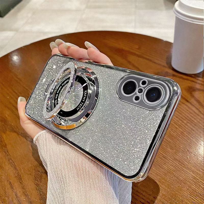 Luxury Magnetic Support Transparent Glitter Powder Phone Case For Huawei nova 9 SE Fall Prevention Protective Cover