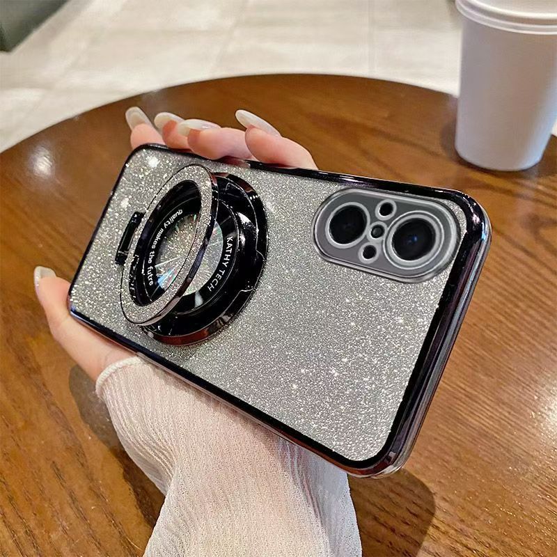 Luxury Magnetic Support Transparent Glitter Powder Phone Case For Huawei nova 9 SE Fall Prevention Protective Cover