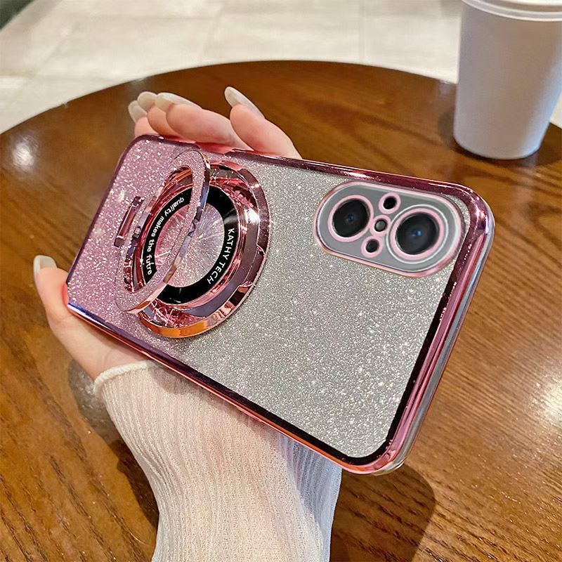 Luxury Magnetic Support Transparent Glitter Powder Phone Case For Huawei nova 9 SE Fall Prevention Protective Cover