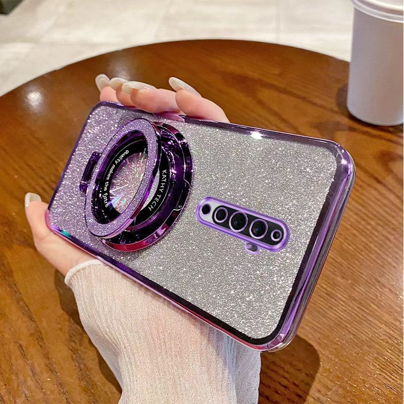 Luxury Magnetic Support Transparent Glitter Powder Phone Case For Oppo Reno 2F/Reno 2Z Fall Prevention Protective Cover
