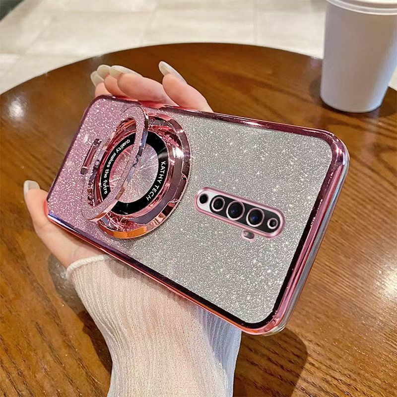 Luxury Magnetic Support Transparent Glitter Powder Phone Case For Oppo Reno 2F/Reno 2Z Fall Prevention Protective Cover