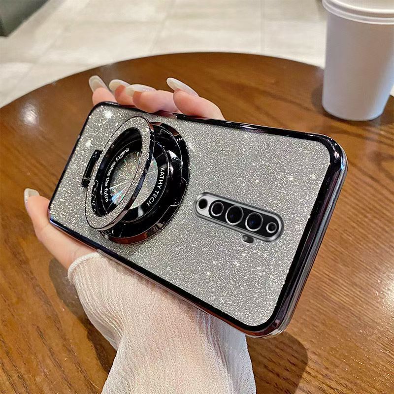 Luxury Magnetic Support Transparent Glitter Powder Phone Case For Oppo Reno 2F/Reno 2Z Fall Prevention Protective Cover