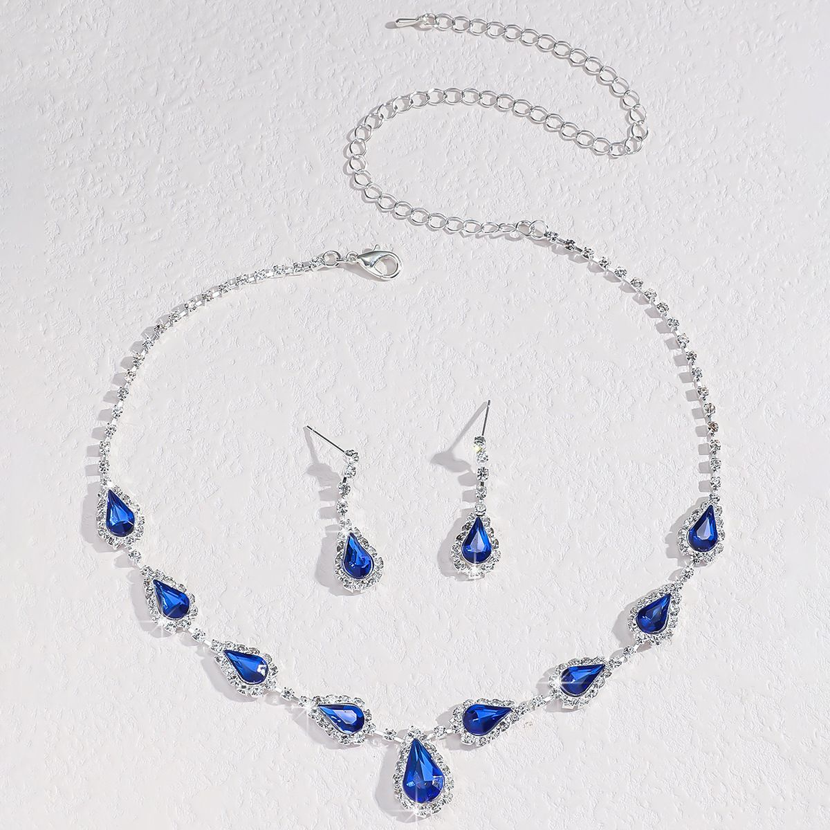 Hot Sale - Fashion Black Crystal Necklace Earrings Jewellery Set Amazon Full Diamond 2 Piece Set
