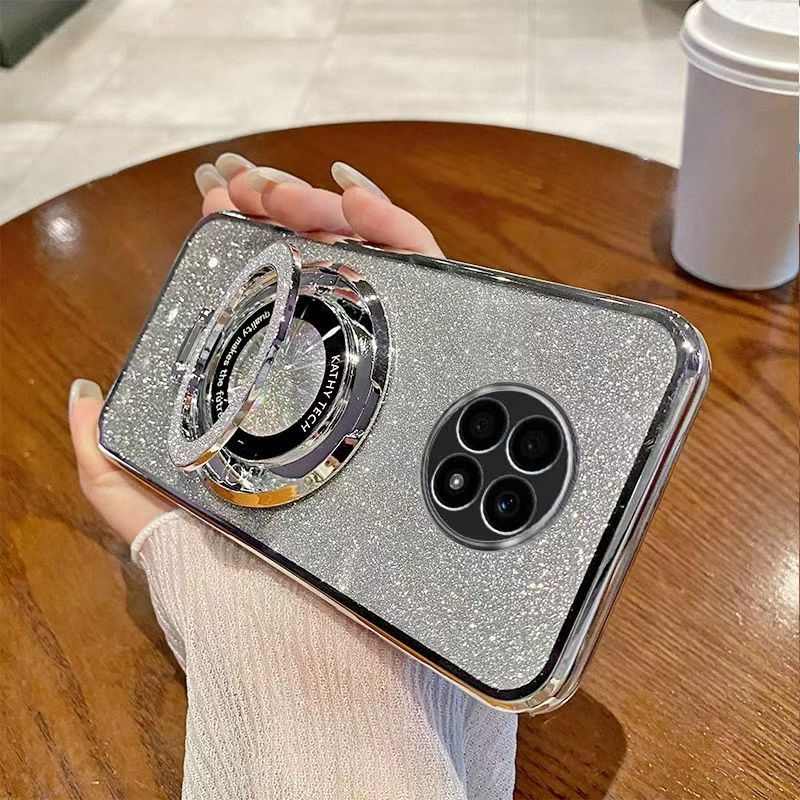 Luxury Magnetic Support Transparent Glitter Powder Phone Case For Honor X20 Fall Prevention Protective Cover
