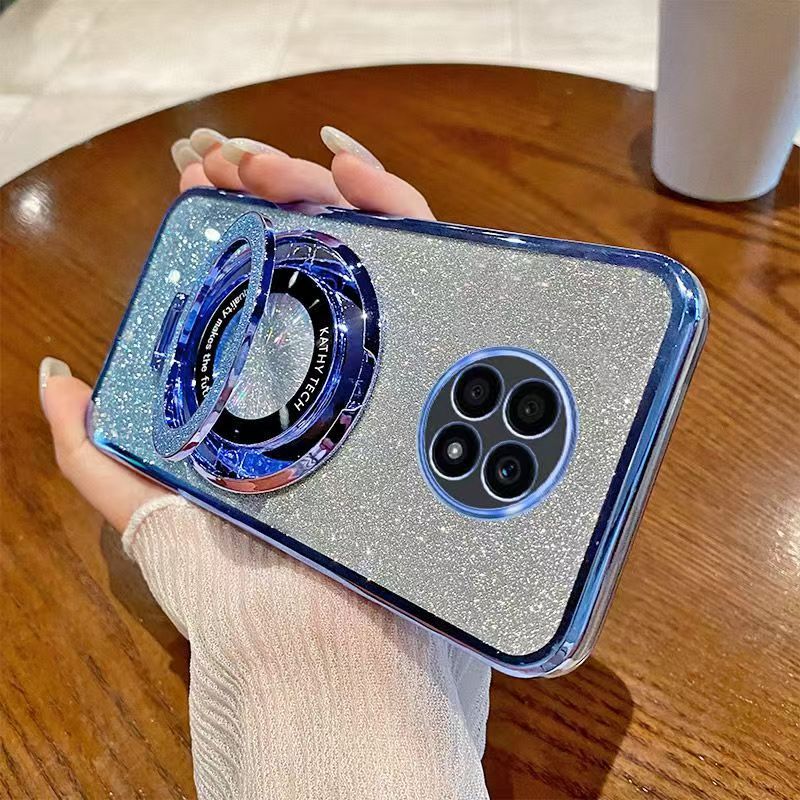 Luxury Magnetic Support Transparent Glitter Powder Phone Case For Honor X20 Fall Prevention Protective Cover