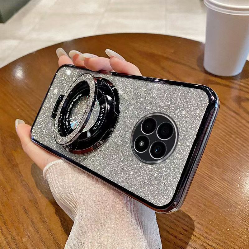 Luxury Magnetic Support Transparent Glitter Powder Phone Case For Honor X20 Fall Prevention Protective Cover