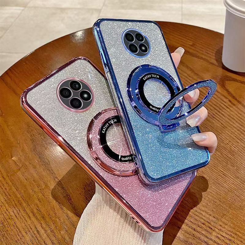 Luxury Magnetic Support Transparent Glitter Powder Phone Case For Honor X20 Fall Prevention Protective Cover