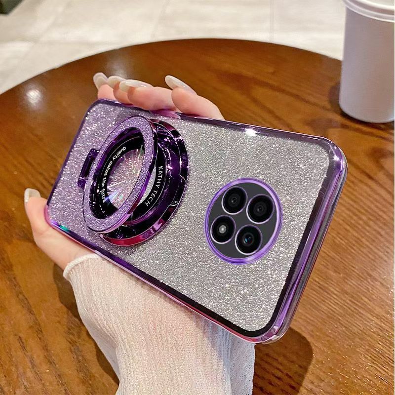 Luxury Magnetic Support Transparent Glitter Powder Phone Case For Honor X20 Fall Prevention Protective Cover