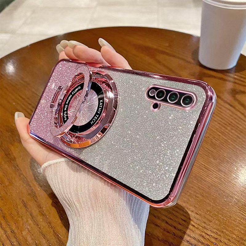 Luxury Magnetic Support Transparent Glitter Powder Phone Case For Huawei nova 5/nova 5 Pro Fall Prevention Protective Cover