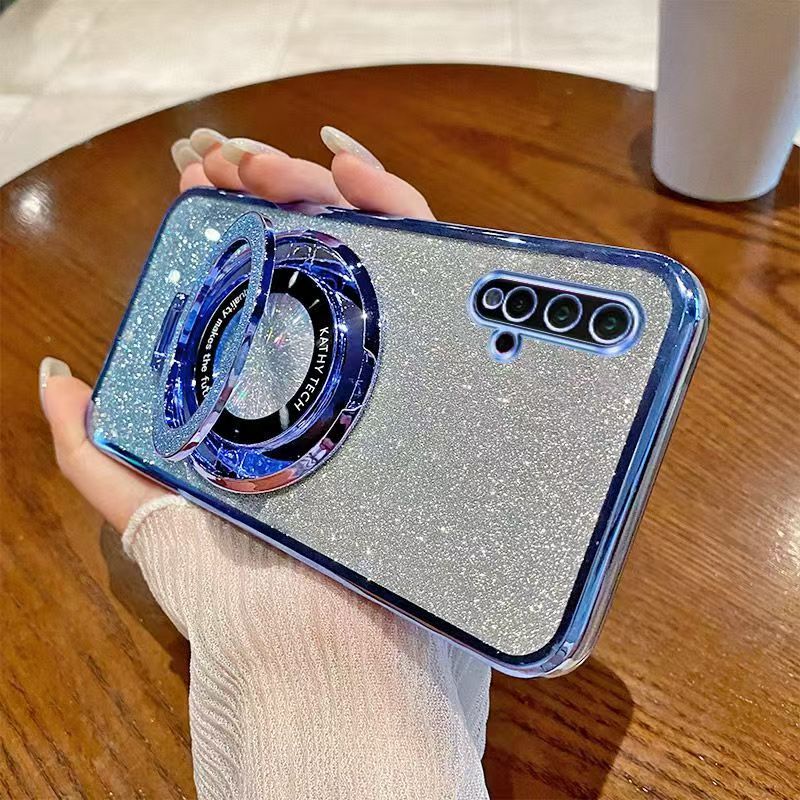 Luxury Magnetic Support Transparent Glitter Powder Phone Case For Huawei nova 5/nova 5 Pro Fall Prevention Protective Cover
