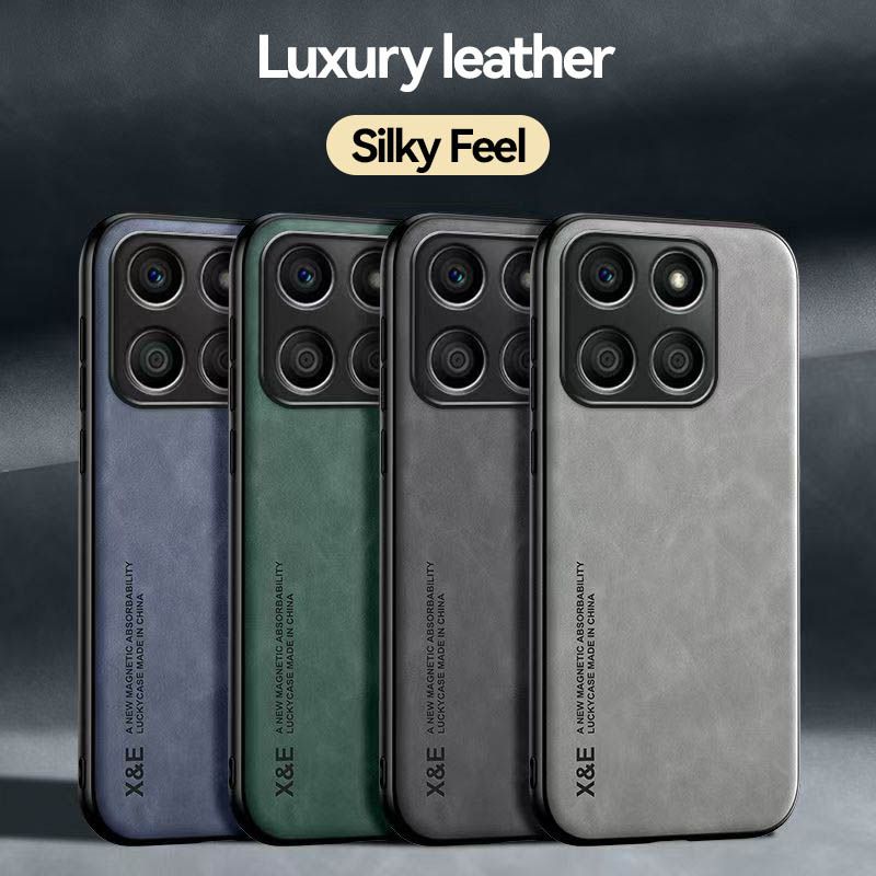 Business Luxury Sheepskin Pattern Leather Invisible Car Mounted Magnetic Phone Case For Honor X8b, Shockproof Protective Case