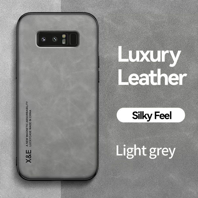 Business Luxury Sheepskin Pattern Leather Invisible Car Mounted Magnetic Phone Case For Samsung Galaxy Note 8 Shockproof Protective Case