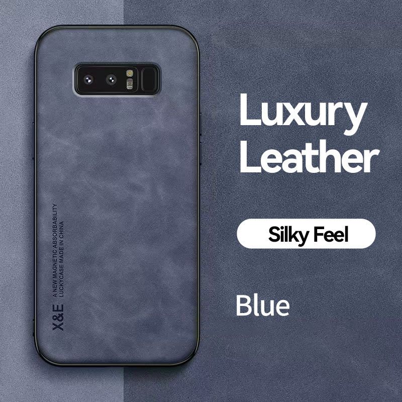 Business Luxury Sheepskin Pattern Leather Invisible Car Mounted Magnetic Phone Case For Samsung Galaxy Note 8 Shockproof Protective Case