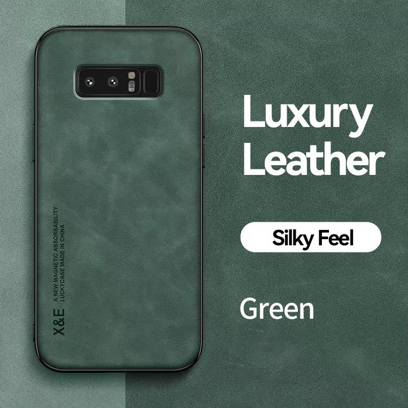 Business Luxury Sheepskin Pattern Leather Invisible Car Mounted Magnetic Phone Case For Samsung Galaxy Note 8 Shockproof Protective Case